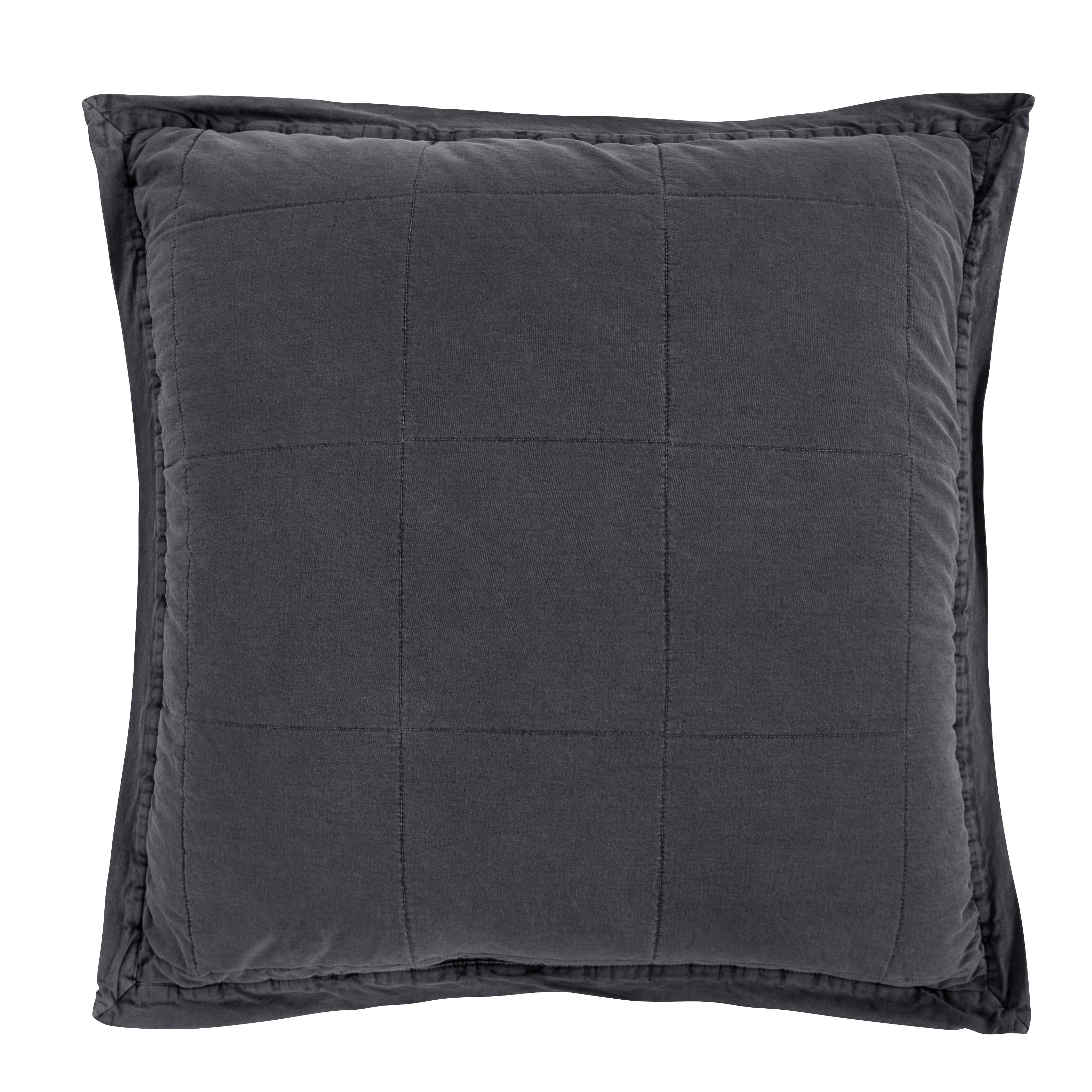 Stonewashed Cotton Canvas Euro Sham Charcoal Sham