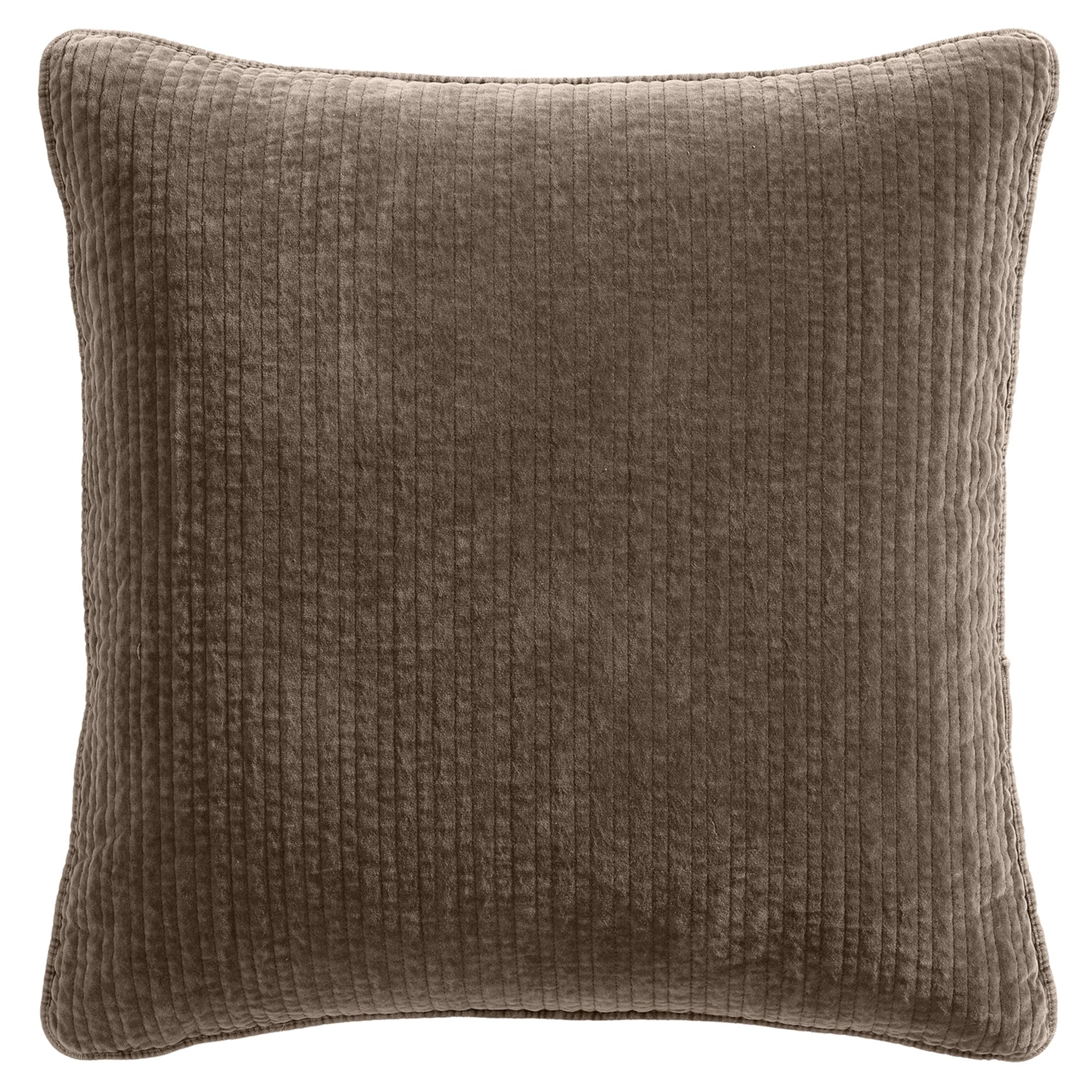 Stonewashed Cotton Quilted Velvet Euro Sham Cocoa Sham