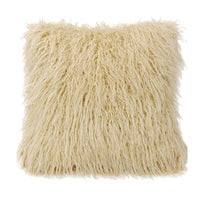 Mongolian Faux Fur Euro Sham, Cream Cream Sham