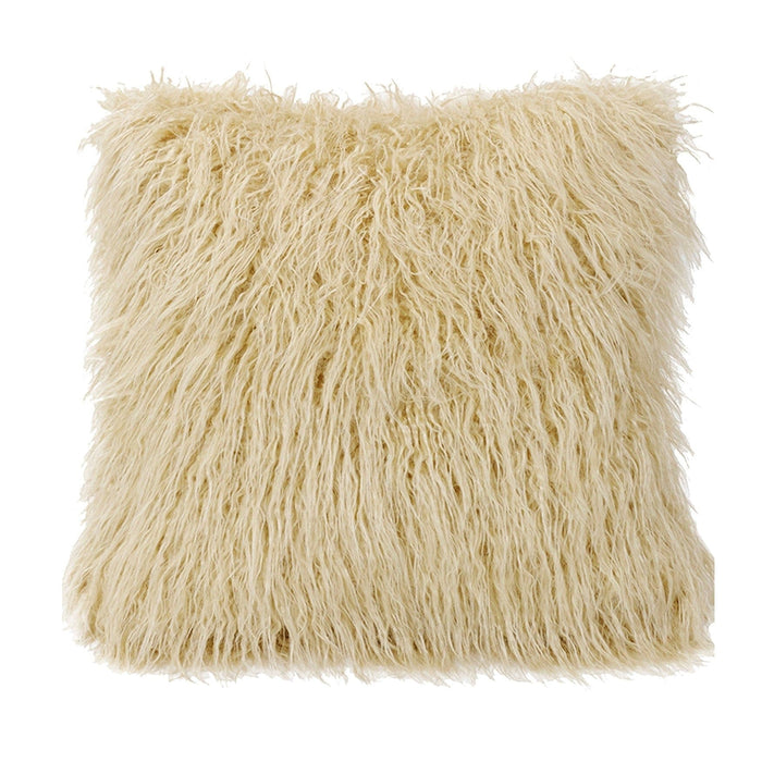 Mongolian Faux Fur Euro Sham, Cream Cream Sham