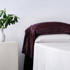 Stella Faux Silk Velvet Waterfall Pillowcase Set Dark Violet Sham