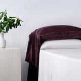 Stella Faux Silk Velvet Waterfall Pillowcase Set Dark Violet Sham
