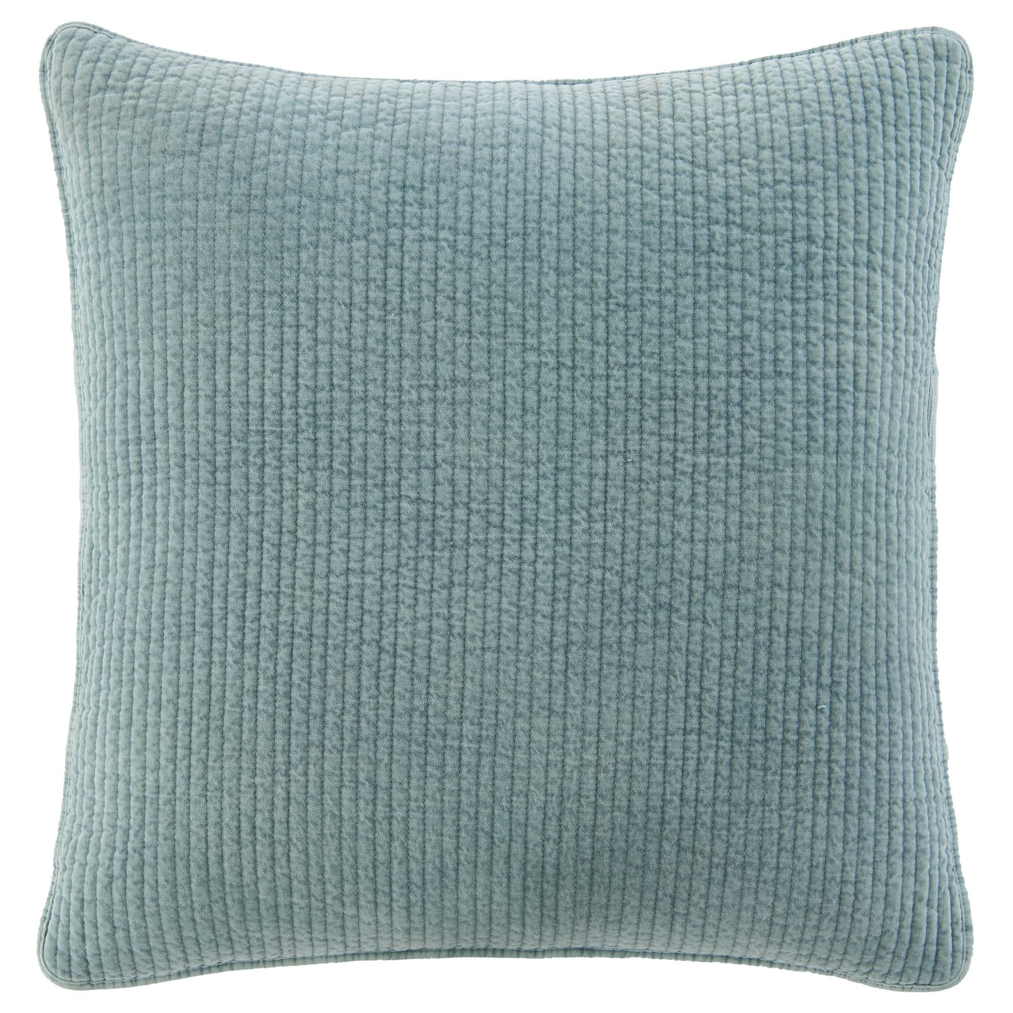 Stonewashed Cotton Quilted Velvet Euro Sham Dusty Aqua Sham