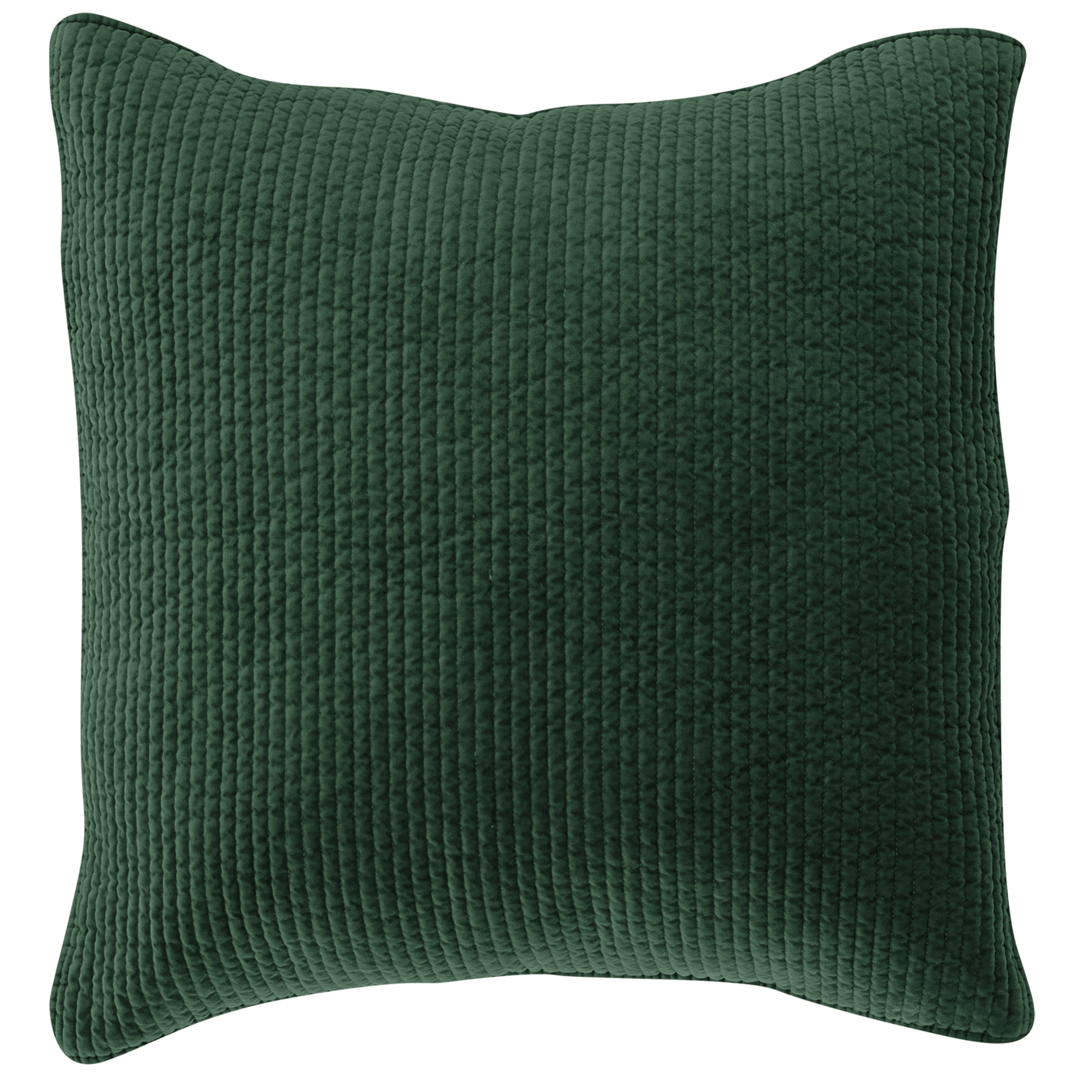 Stonewashed Cotton Quilted Velvet Euro Sham Emerald Sham