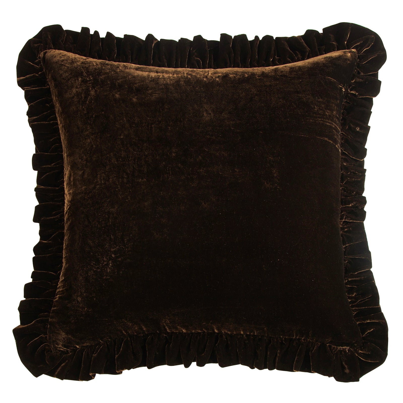 Stella Faux Silk Velvet Ruffled Euro Sham Espresso Sham