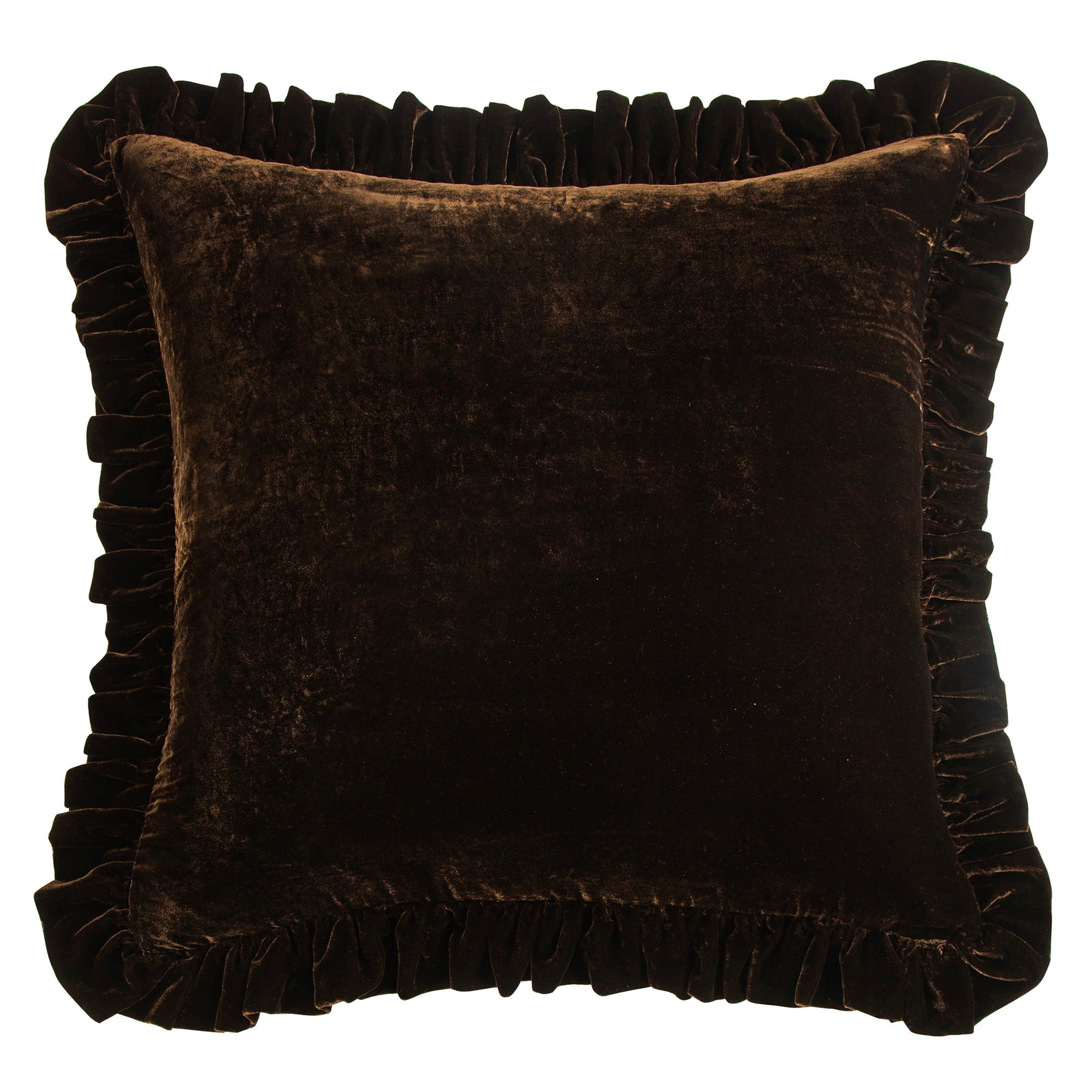 Stella Faux Silk Velvet Ruffled Euro Sham Espresso Sham