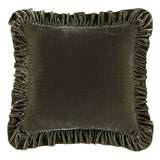 Stella Faux Silk Velvet Ruffled Euro Sham Fern Green Sham