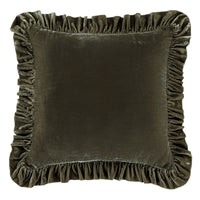 Stella Faux Silk Velvet Ruffled Euro Sham Fern Green Sham