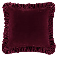 Stella Faux Silk Velvet Ruffled Euro Sham Garnet Red Sham