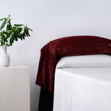 Stella Faux Silk Velvet Waterfall Pillowcase Set Garnet Red Sham