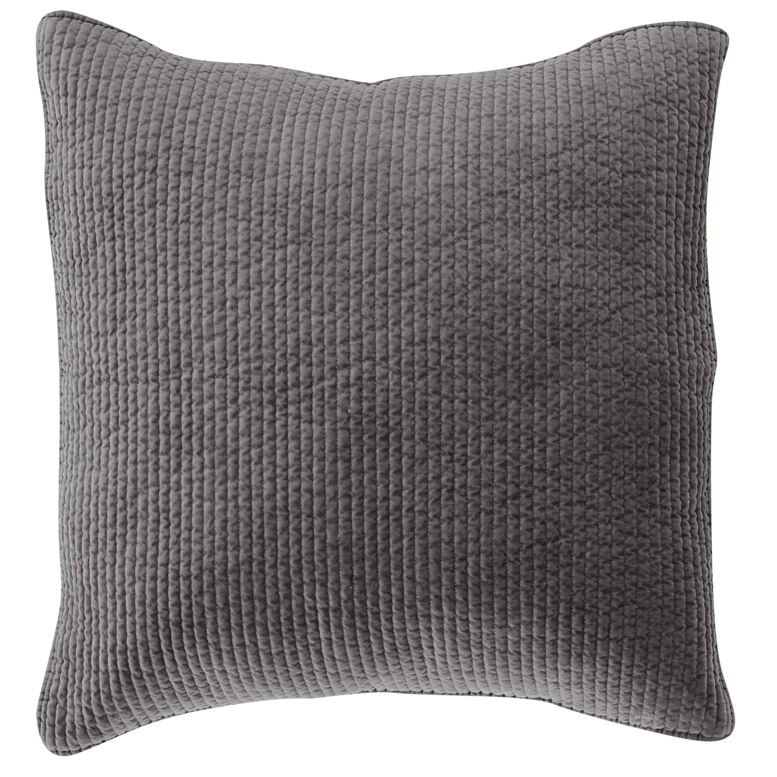 Stonewashed Cotton Quilted Velvet Euro Sham Gray Sham