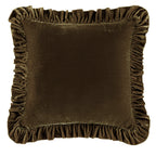 Stella Faux Silk Velvet Ruffled Euro Sham Green Ochre Sham