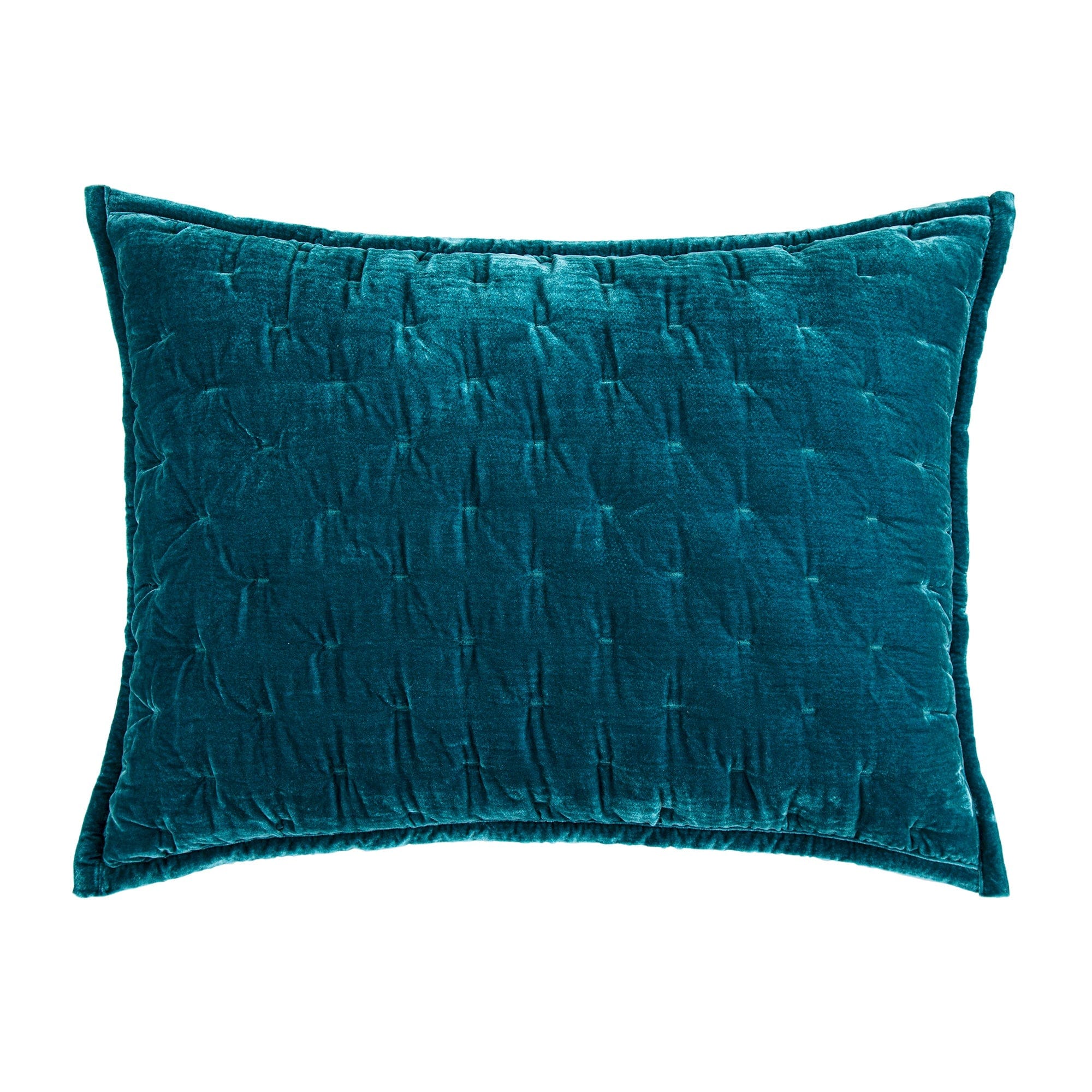 Stella Faux Silk Velvet Pintuck Pillow Sham King / Teal Sham
