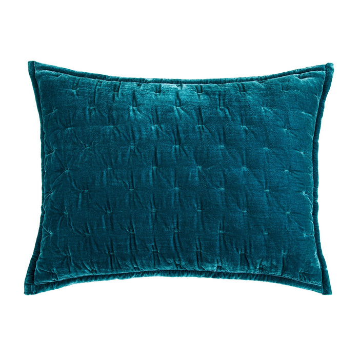 Stella Faux Silk Velvet Pintuck Pillow Sham King / Teal Sham