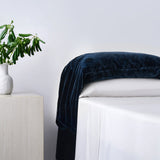 Stella Faux Silk Velvet Waterfall Pillowcase Set Midnight Blue Sham