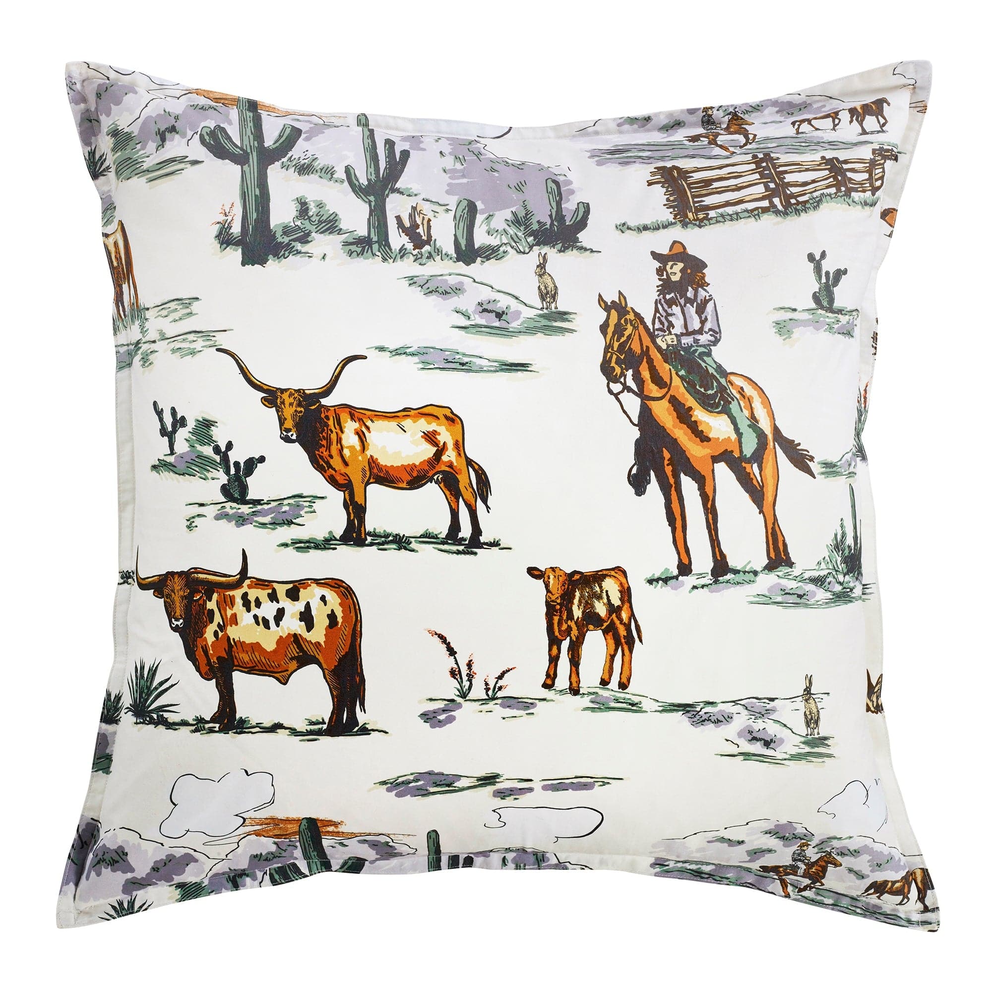 Suede Western Longhorn Accent Pillow