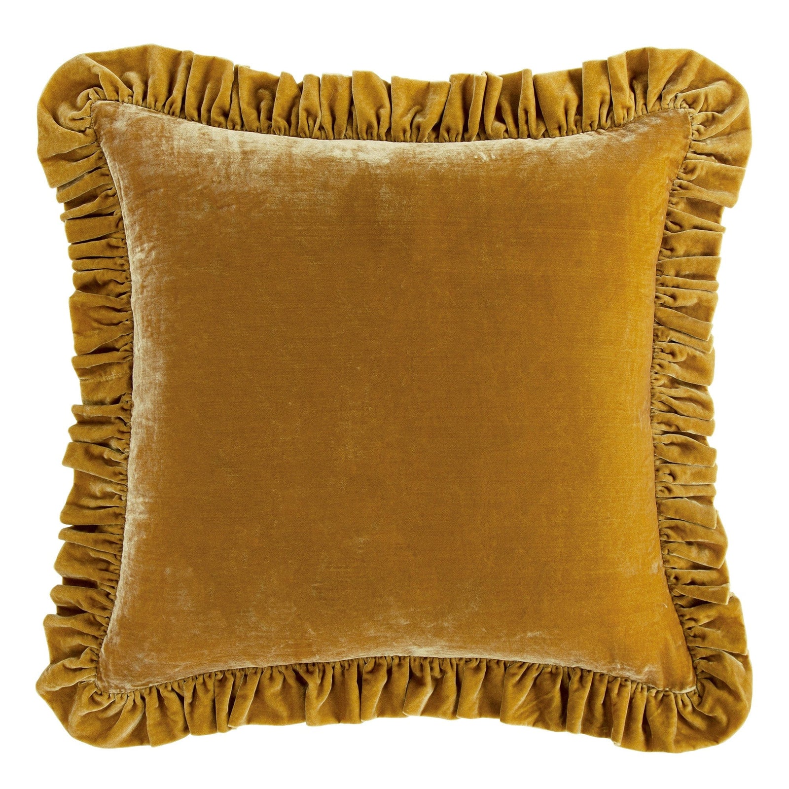 Stella Faux Silk Velvet Ruffled Euro Sham Saffron Sham