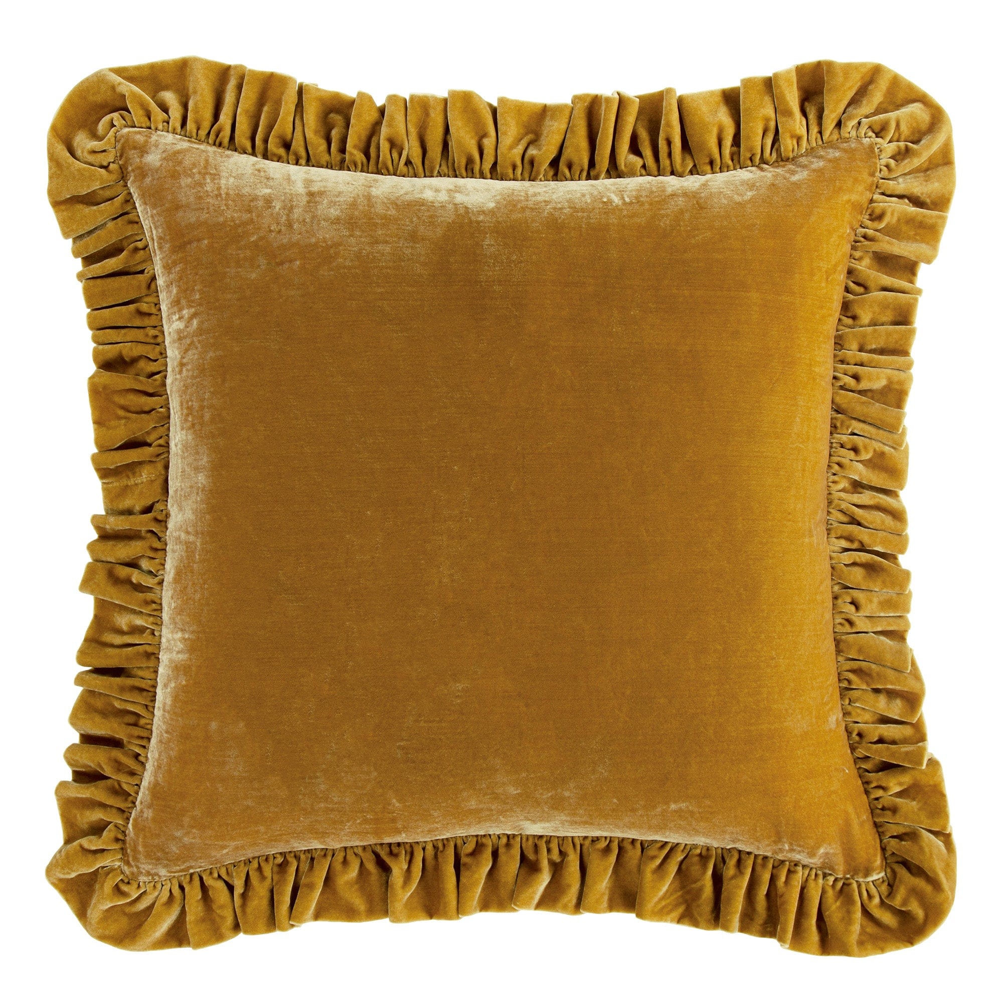 Stella Faux Silk Velvet Ruffled Euro Sham Saffron Sham