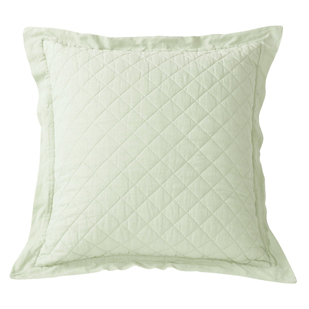 Linen Cotton Diamond Quilted Euro Sham Seafoam Sham