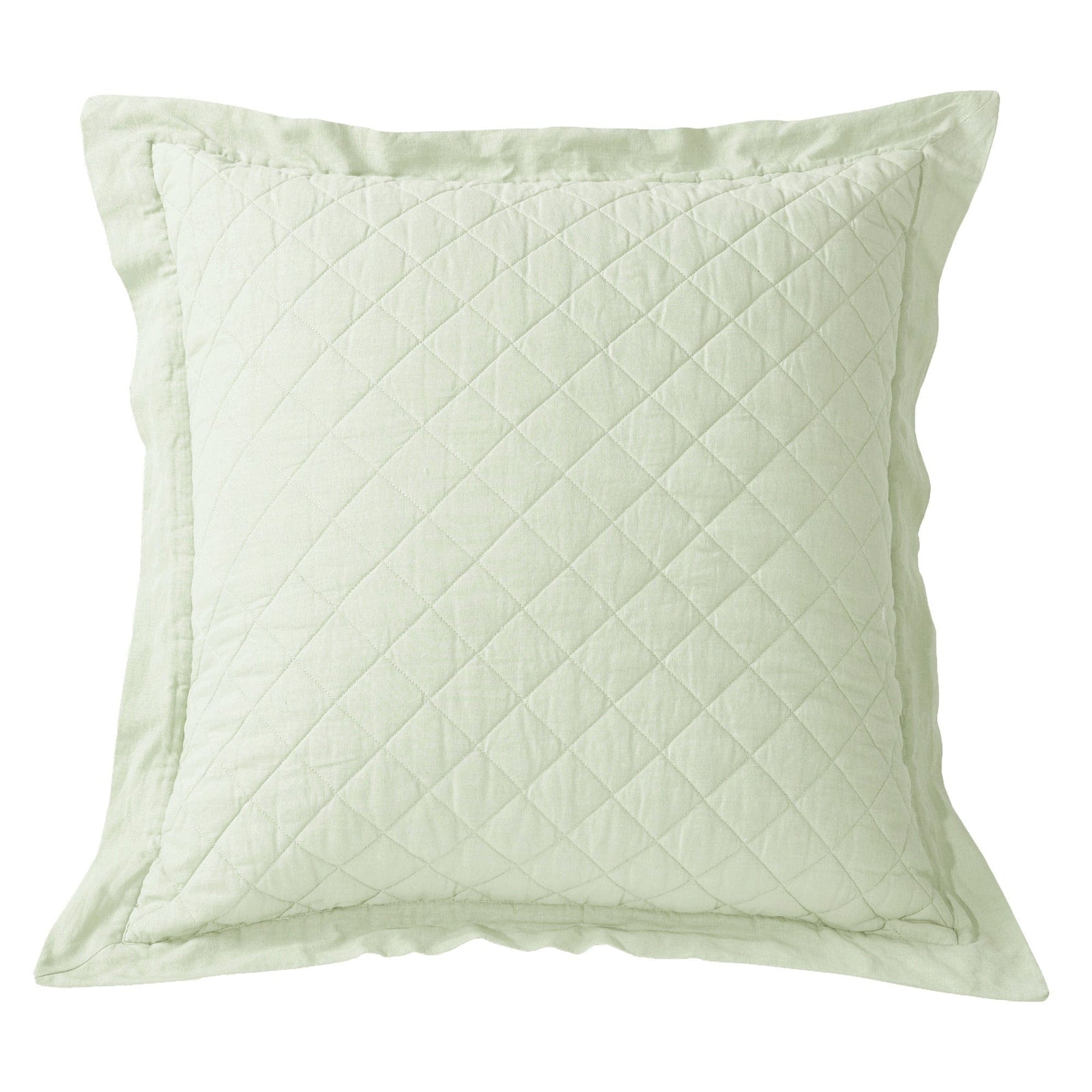 Linen Cotton Diamond Quilted Euro Sham Seafoam Sham