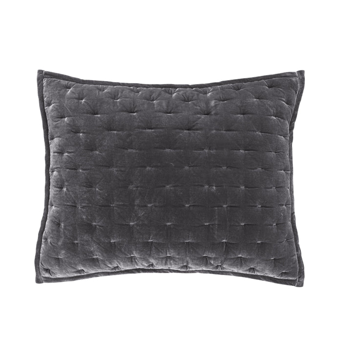 Stella Faux Silk Velvet Pintuck Pillow Sham Standard / Dark Slate Sham