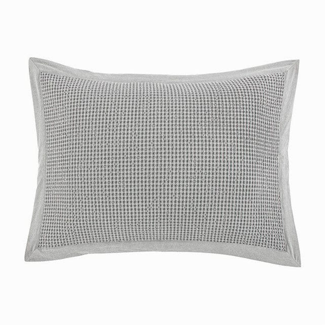 Stonewashed Cotton Waffle Weave Pillow Sham Set Standard / Gray Sham