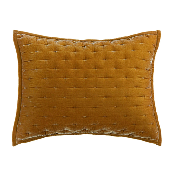 Stella Faux Silk Velvet Pillow Sham Standard / Saffron Sham