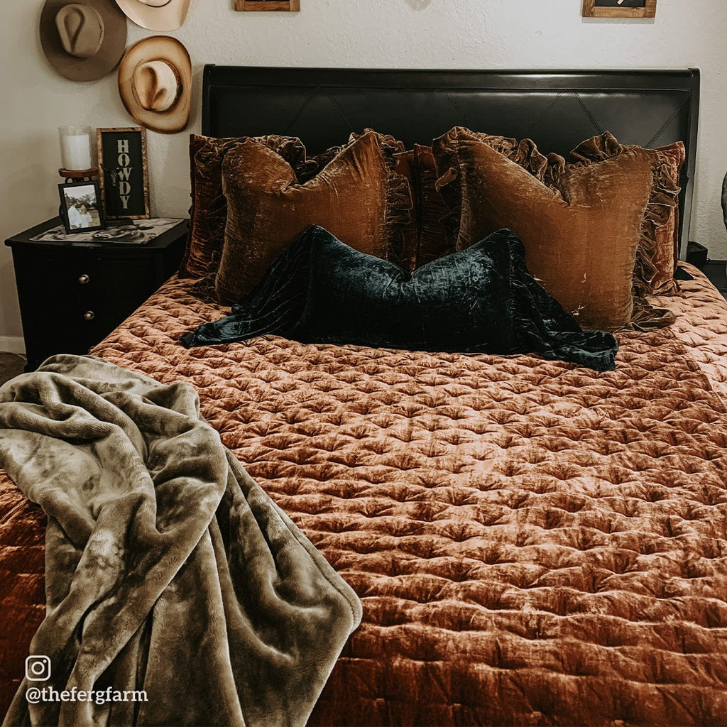 Stella Faux Silk Velvet Ruffled Euro Sham Sham
