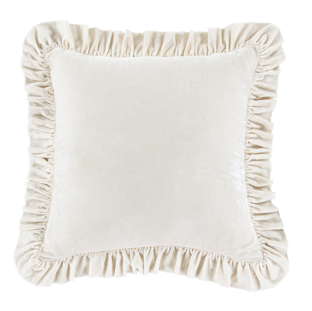 Stella Faux Silk Velvet Ruffled Euro Sham Stone Sham