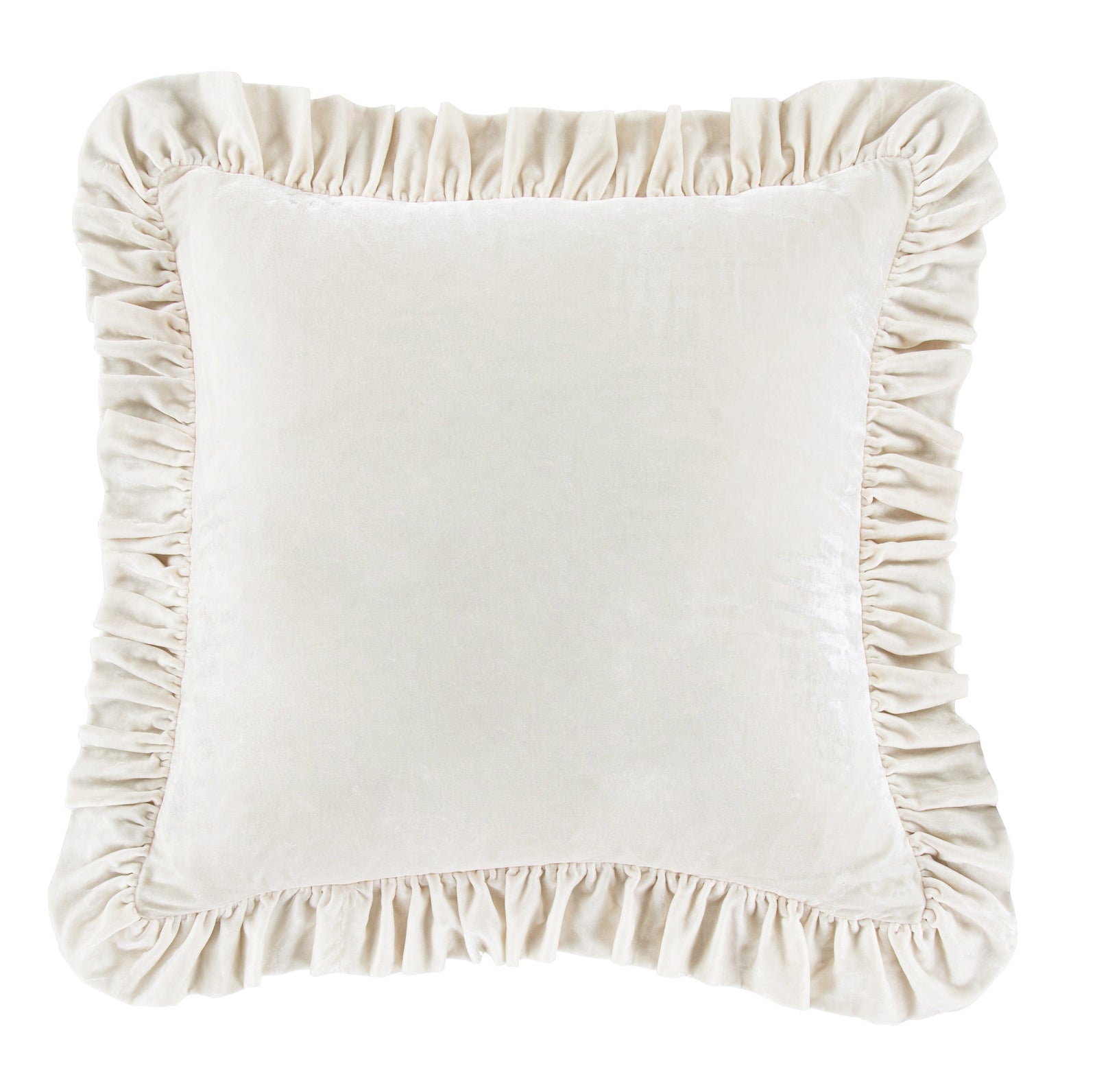 Stella Faux Silk Velvet Ruffled Euro Sham Stone Sham