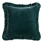 Stella Faux Silk Velvet Ruffled Euro Sham Storm Blue Sham