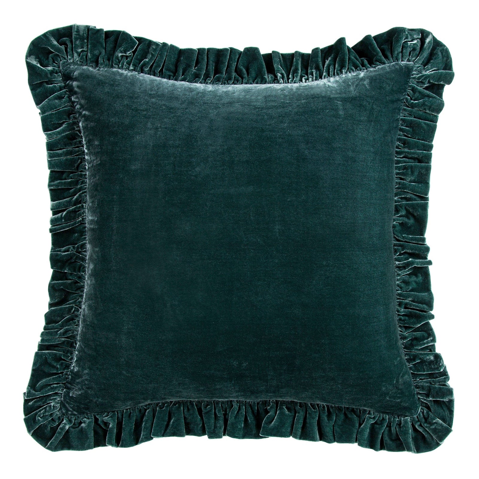 Stella Faux Silk Velvet Ruffled Euro Sham Storm Blue Sham