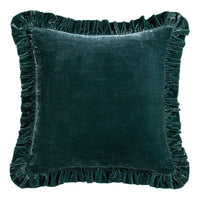 Stella Faux Silk Velvet Ruffled Euro Sham Storm Blue Sham