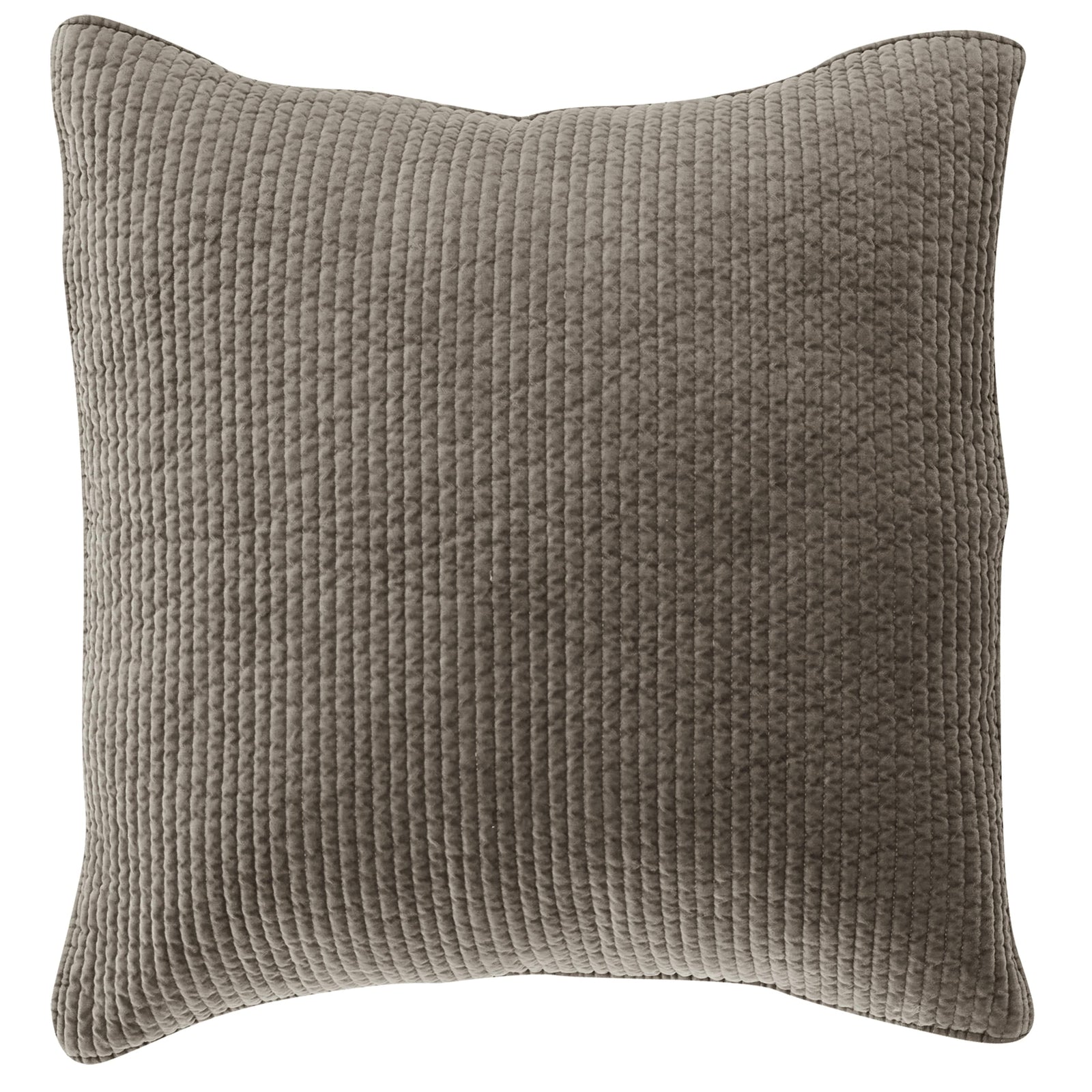 Stonewashed Cotton Quilted Velvet Euro Sham Taupe Sham