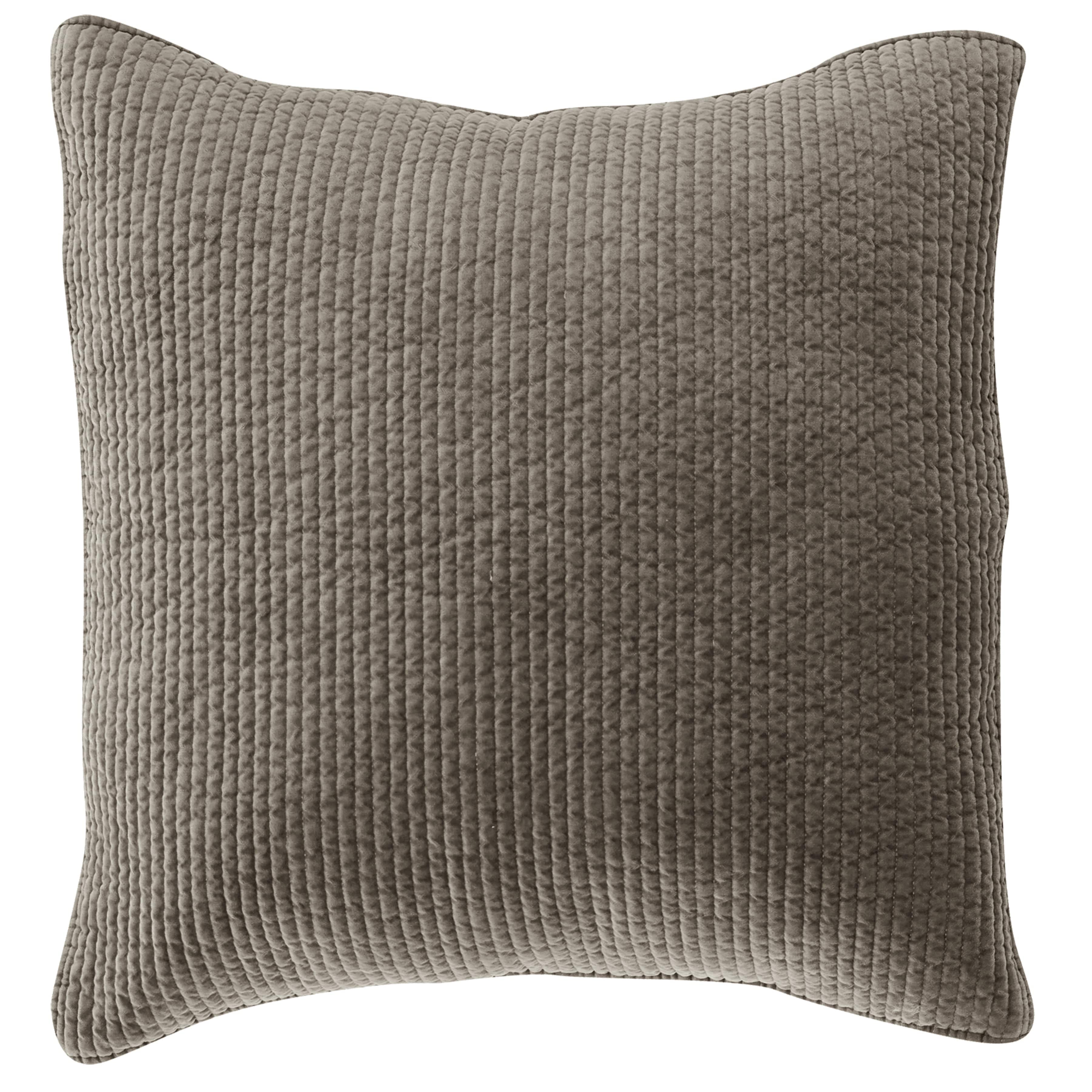 Stonewashed Cotton Quilted Velvet Euro Sham Taupe Sham