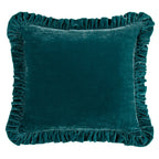 Stella Faux Silk Velvet Ruffled Euro Sham Teal Sham