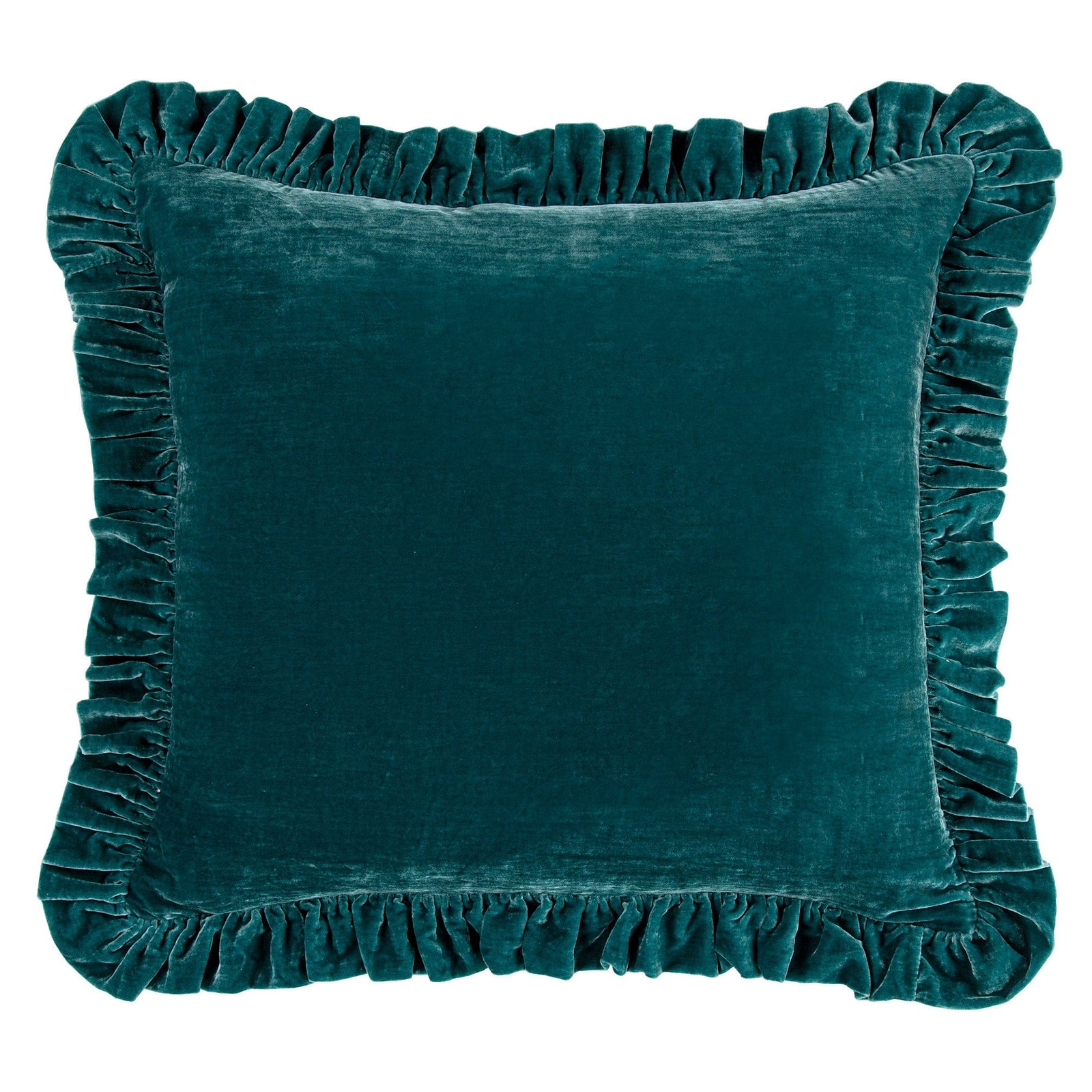 Stella Faux Silk Velvet Ruffled Euro Sham Teal Sham