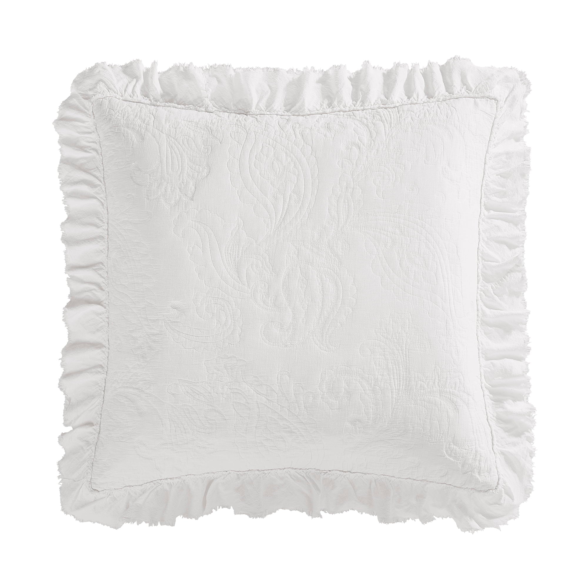 Sadie Stonewashed Paisley Ruffled Euro Sham White Sham