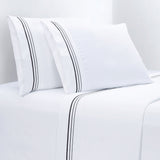 Border Embroidery 350TC Cotton Sateen Sheet Set Full/Queen / Black Sheet