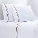 Border Embroidery 350TC Cotton Sateen Sheet Set Full/Queen / Gray Sheet