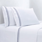 Border Embroidery 350TC Cotton Sateen Sheet Set Full/Queen / Navy Sheet