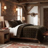 Stella Faux Silk Velvet Double Box Stitch Quilt Set