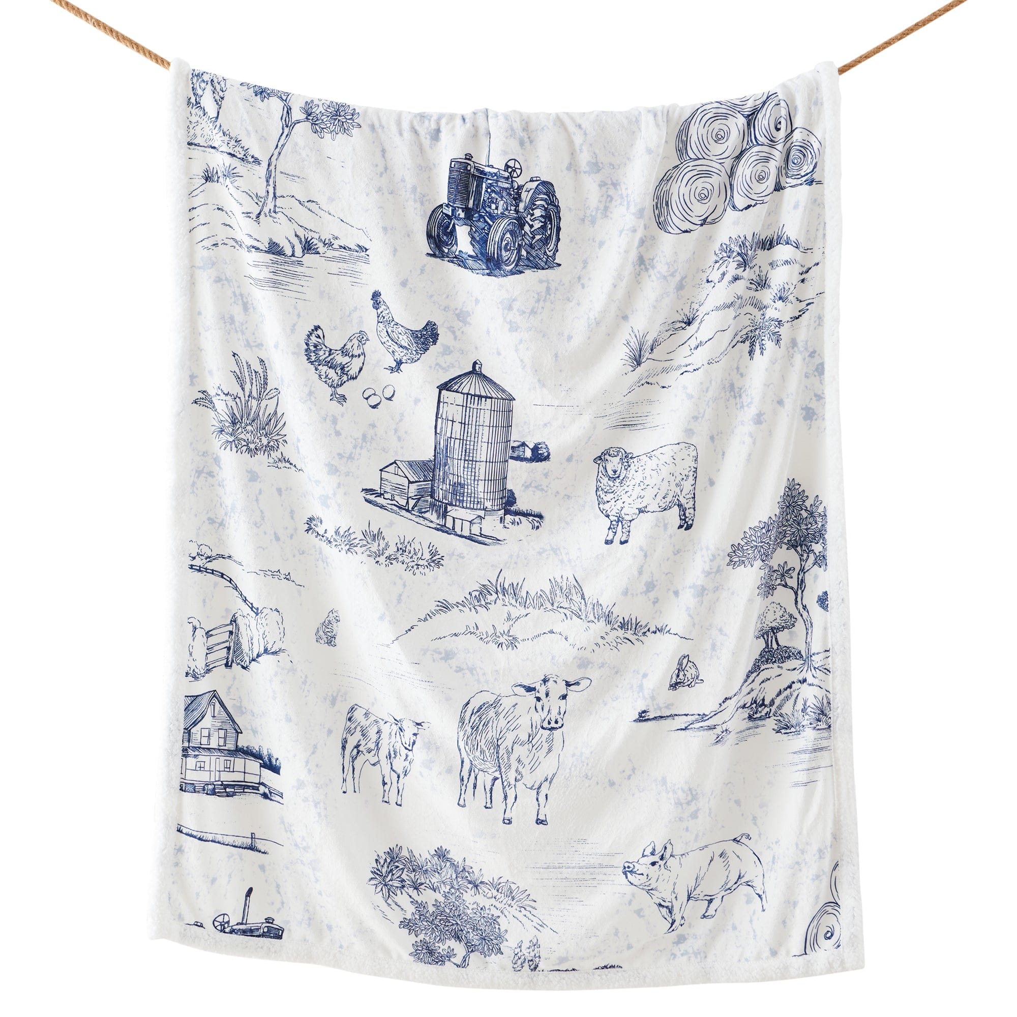 Farm Life Campfire Sherpa Throw Blue Throw