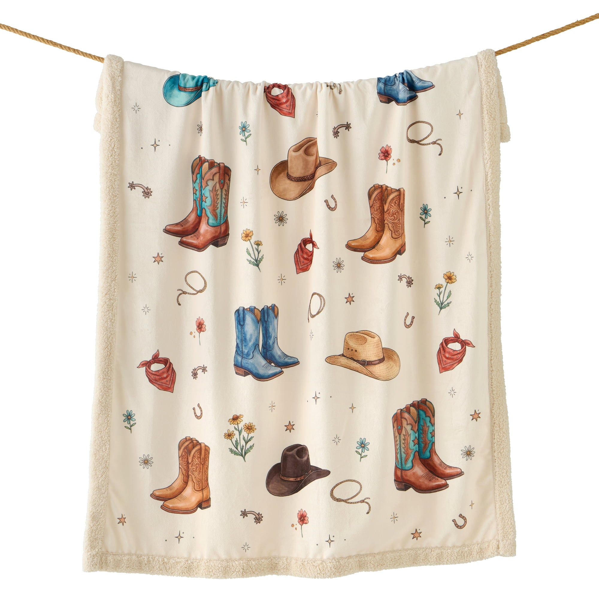 Boots & Hats Campfire Sherpa Throw Throw