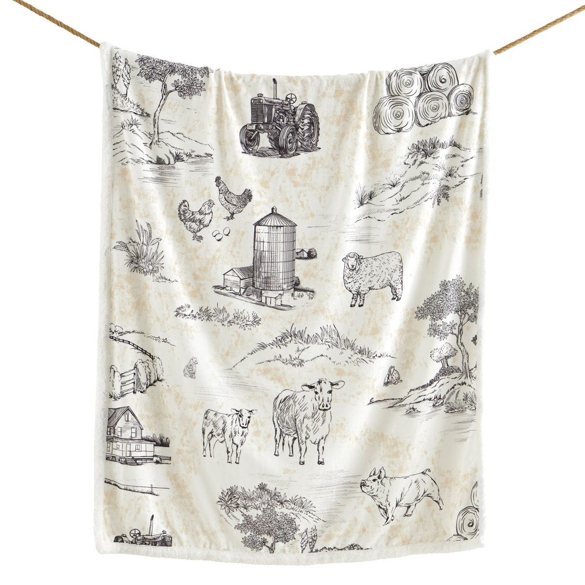 Farm Life Campfire Sherpa Throw Brown Throw