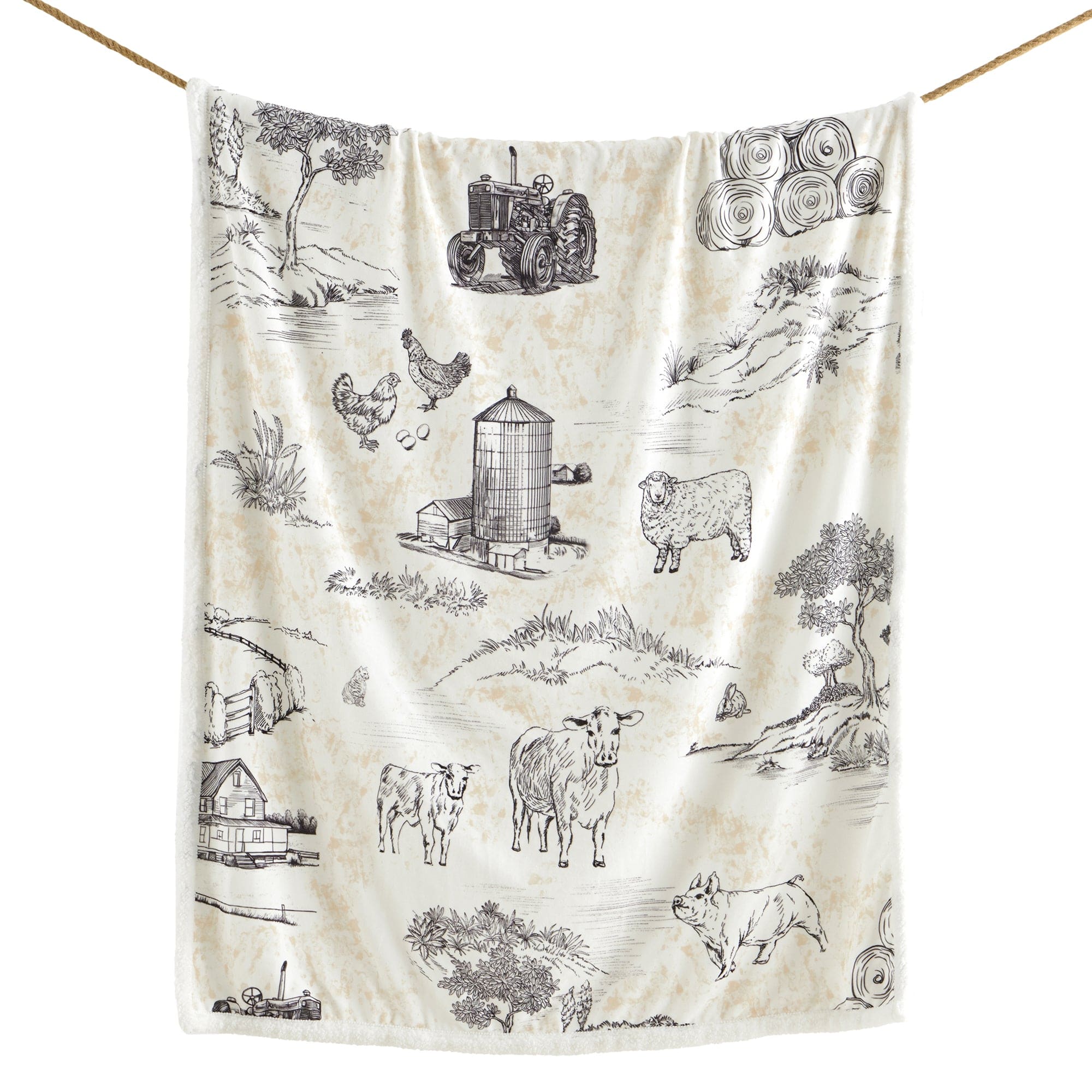 Farm Life Campfire Sherpa Throw Brown Throw