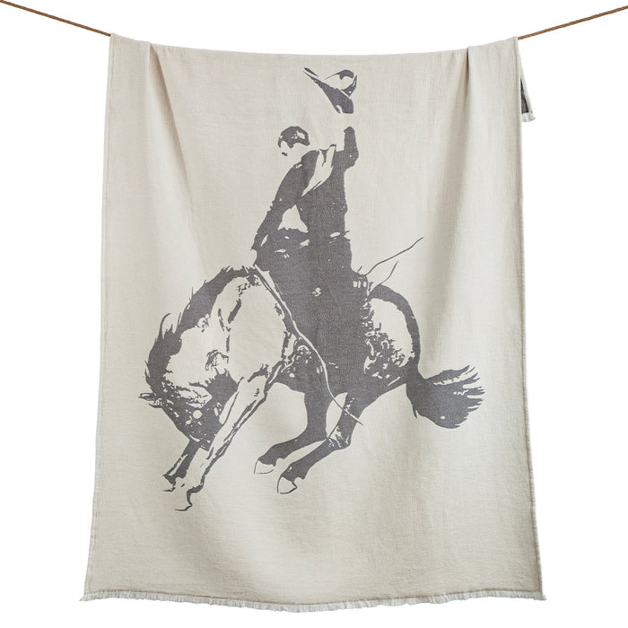 Bucking Bronco Chenille Jacquard Throw Throw