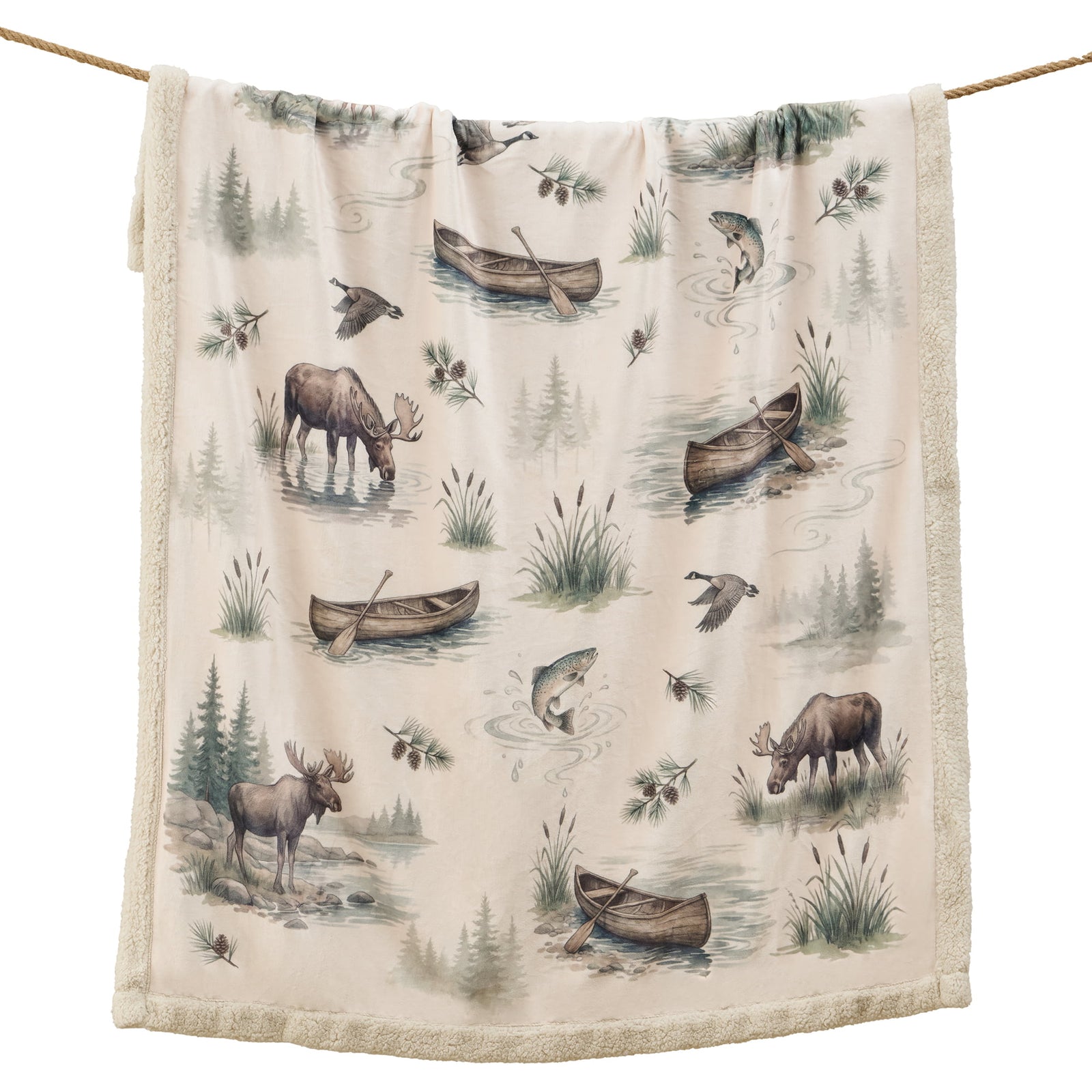 Cabin Country Campfire Sherpa Throw Throw