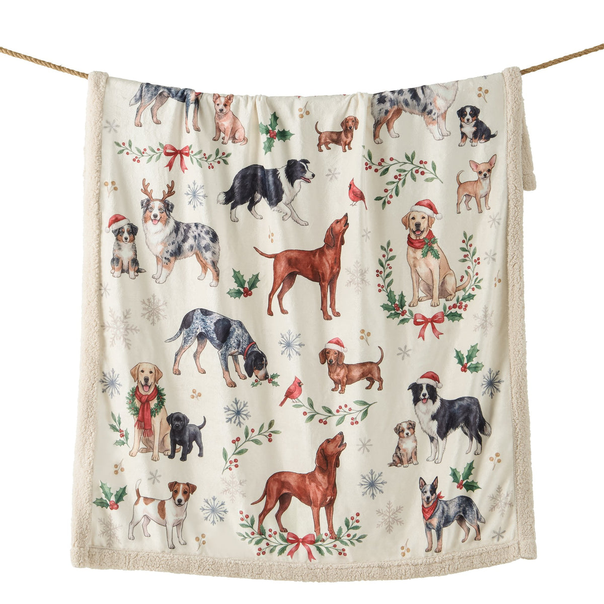Christmas Dogs Campfire Sherpa Throw Throw