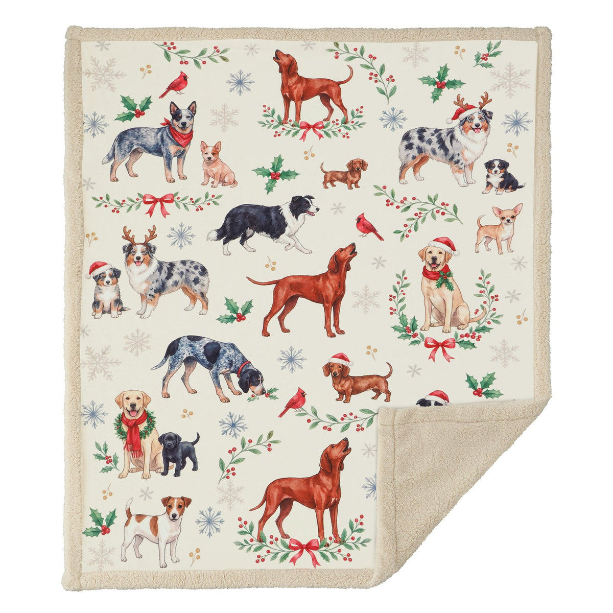 Christmas Dogs Campfire Sherpa Throw Throw